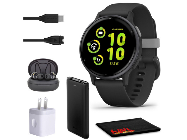 Vivoactive 5 Fitness Tracker Smart Watch for Women & Men with Slate Aluminum Bezel with Black Case and Silicone Band with 11 Days Battery Life and...