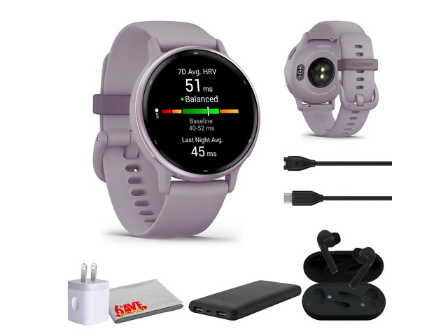 Vivoactive 5 Fitness Tracker Smart Watch for Women (Orchid) Bundle For Running, Training & Health 1.2' AMOLED Touchscreen Display 11-Day...