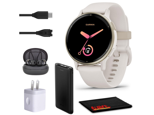 Vivoactive 5 Fitness Tracker Smart Watch for Women & Men with Cream Gold Aluminum Bezel & Ivory Case and Silicone Band with 11 Days Battery Life...