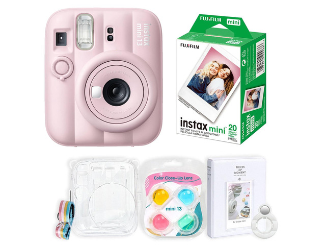 Instax Mini 13 Instant Film Camera Kit (Candy Pink, 20 Films) Bundle Includes Slinger Clear Case, 4 Color Filters, Selfie Mirror, Album & Instax...