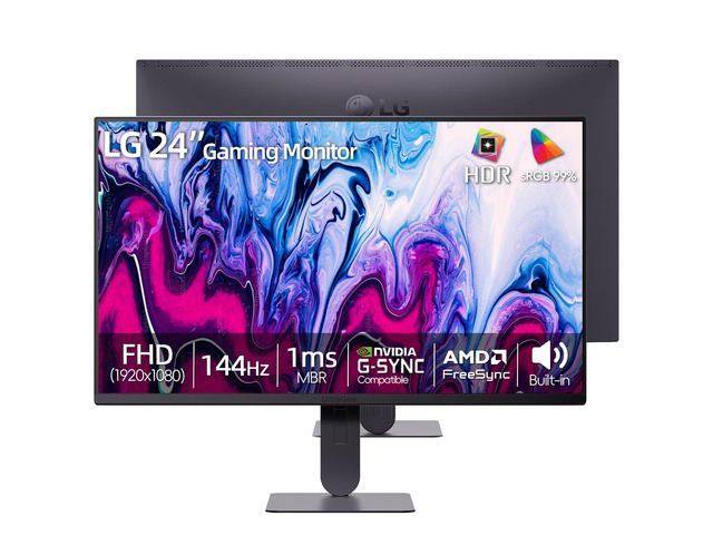 24' Gaming Monitor, Full HD 1080p IPS Display, 144Hz Refresh Rate, 1ms MBR, NVIDIA G-Sync Compatible & AMD FreeSync, HDR10 sRGB 99%, Built-in...