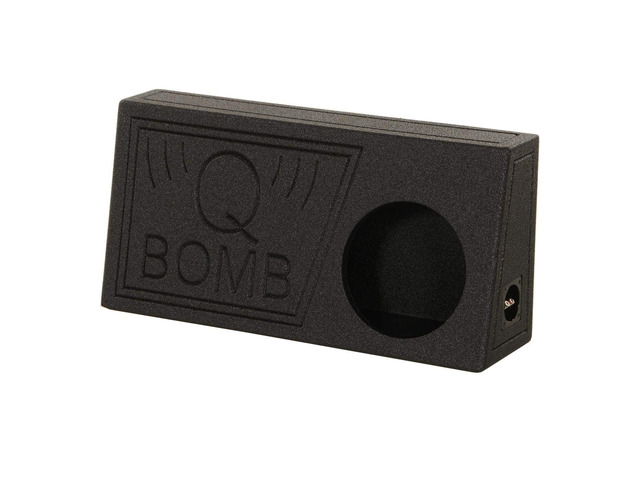 QPower QBomb Single 10' Vented Subwoofer Box, Black Bedliner, 2-Pack Wood Look Laminate Finish, No Rear Panel for Cord Access, Square Openings,...