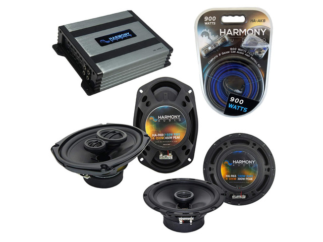 Speaker Amp Bundle Fits Pontiac G6 2005-08 R65 R69 HA-A400.4 6.5 and 6x9 upgrade pairs, complete car amplifier sound system, 4-channel power package