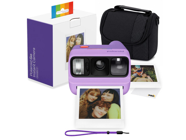 Go Generation 3 Instant Film Purple Camera Bundle Compact Instant Camera for Travel, Selfies & Parties, Compatible with Go Film, USB-C Rechargeable