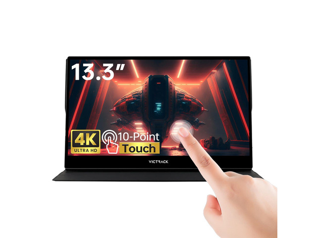 Victrack 4K UHD Touchscreen Ultra Portable Monitor for Designing and Gaming, 13.3 Slim UHD, Gaming Monitor with Cover, Accessories Includes Power...