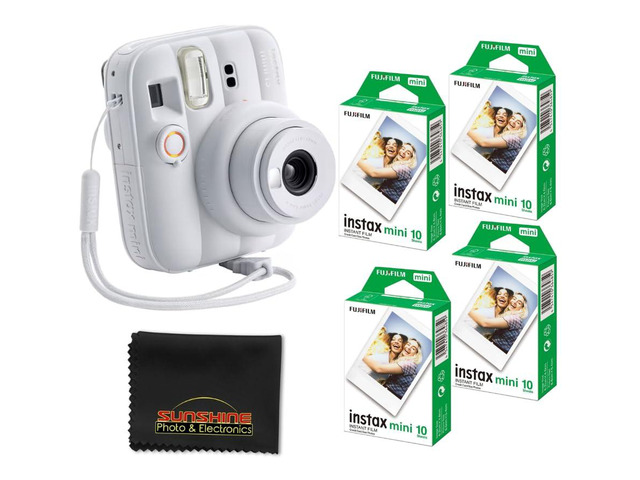 Instax Mini 13 Instant Film Camera (Clay White) with 40 Sheets Instax Mini Instant Film