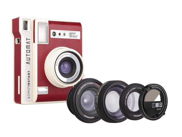 Lomo'Instant Automat South Beach + 3 Lenses - Instant Film Camera Compatible for Fujifilm Instax Mini Film