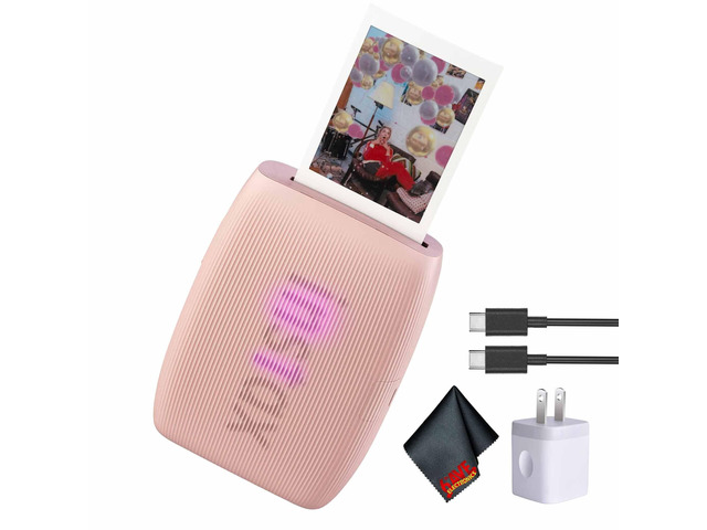 INSTAX MINI Link 3 Smartphone Printer (Rose Pink) Bundle For Mobile Photos, Parties & Scrapbooks Includes Cleaning Cloth, USB-C Cable