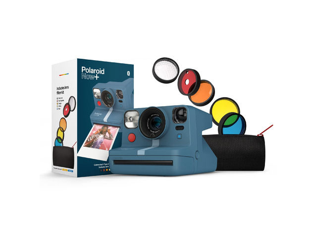Now+ Blue Gray (9063) - Bluetooth Connected I-Type Instant Film Camera with Bonus Lens Filter Set