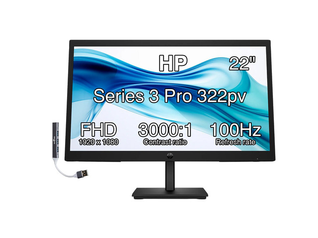 22' FHD VA Monitor with Anti-Glare, Flicker Free, VESA Mount (100x100mm) 5 ms Response Time, HDMI, VGA & Dockztorm USB Port Expander, Black Color...