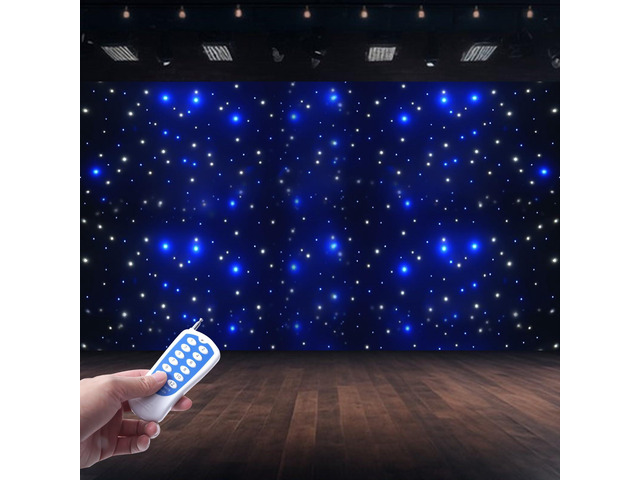 LED Stage Backdrop w/ Remote Controller 9.84FT*19.69FT LED Star Light Curtain Backdrops Galaxy Starry Background Props Night Sky Stars Cloth for...