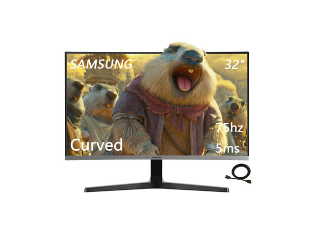 32' 1500R FHD(1,920 x 1,080) Curved Monitor, 75Hz, 4ms, Ultra-Slim, AMD FreeSync, 3 Sided Bezel Less Display, HDMI, Black, with HDMI Cable