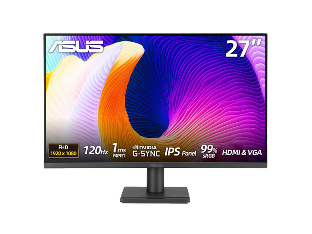 27' FHD IPS Gaming Monitor, 120Hz, 1ms MPRT, Adaptive-Sync, 99% sRGB, Eye Care, Frameless, HDMI, VGA, Low Blue Light, Flicker Free, Wall Mountable,...