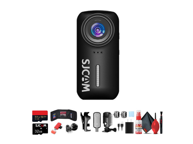 C110 Plus Action Camera with 4K Video, Gyro Stabilization, and Audio Recording, Bundle Including: 64GB Micro SD Card, Card Reader, Card Wallet, and...