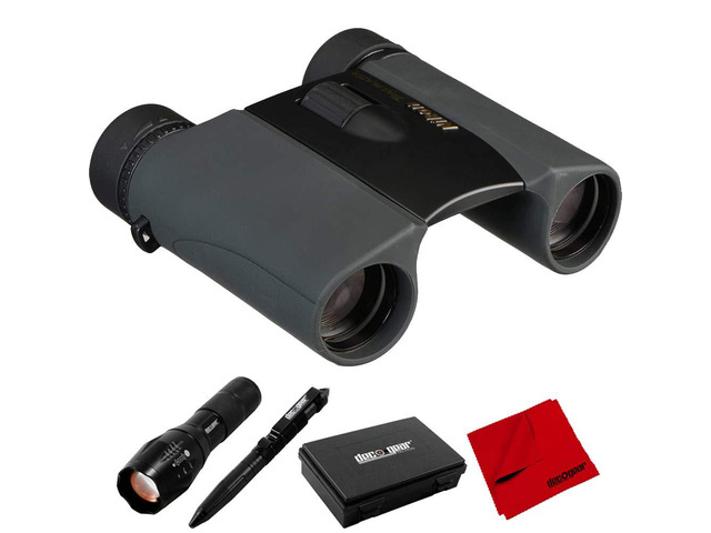 8217 Trailblazer 8x25 ATB Waterproof & Fogproof Binoculars Black Bundle with Deco Gear Tactical Flashlight and Pen Set with Water/Shockproof Case +...