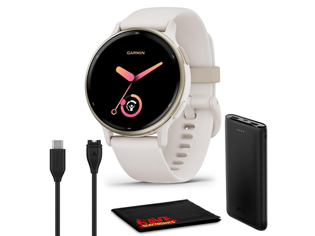 Vivoactive 5 Health and Fitness GPS Smartwatch for Men and Women with Cream Gold Aluminum Bezel, Ivory Case Silicone Band, 1.2 AMOLED Touchscreen...