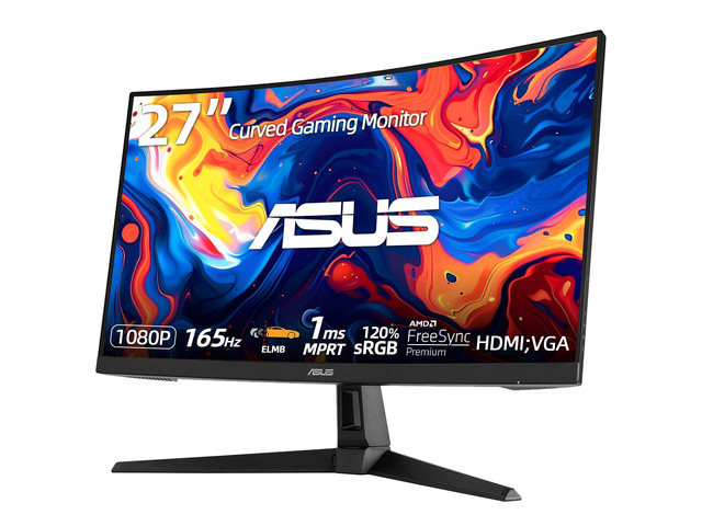 TUF Gaming 27' FHD Curved Gaming Monitor, 165Hz, 1ms MPRT, 1500R Curvature, Extreme Low Motion Blur Adaptive Sync, FreeSync Premium, Built in...