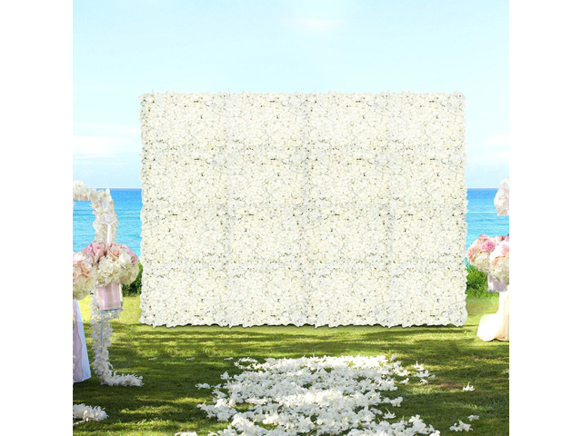 20 Piece Flower Wall Panel, White Artificial Hydrangea Flower Wall Backdrop 24 x16, Floral Wall Backdrop for Anniversary, Wedding, Birthday, New...