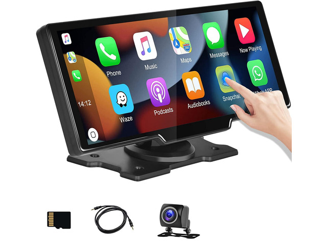 10.26 Inch Wireless Carplay Monitor Bluetooth Android Auto Car DVR Dual Cameras Recording 2K+1080P Two Camera Display HD Backup Camera