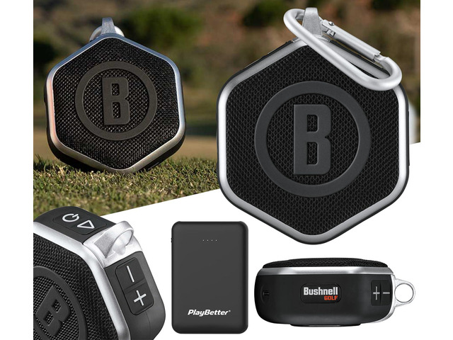 Bushnell Wingman Mini (Silver/Black) Golf GPS Speaker Bundle Ultra Portable, Bluetooth, Audible Distances, Magnetic Cart Mount, 10Hr Batt ...