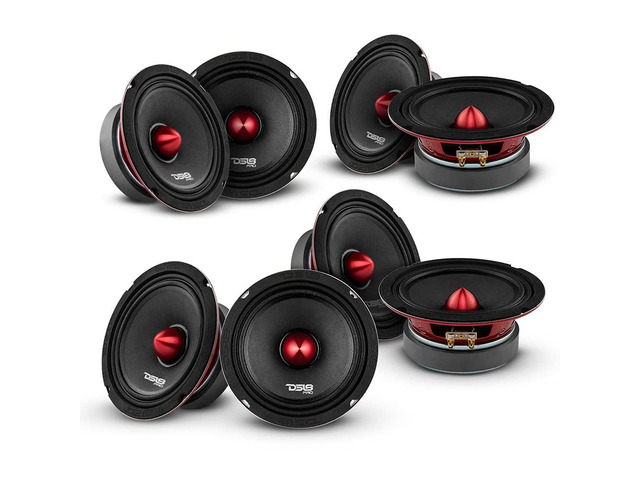PRO-X6.4BM Loudspeaker - 6.5', Midrange, Red Aluminum Bullet, 500W Max, 250W RMS, 4 Ohms - Premium Quality Audio Door Speakers for Car or Truck...