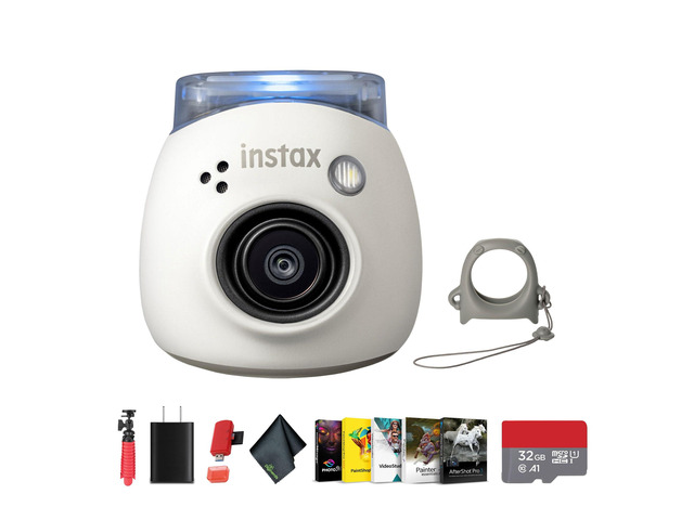 INSTAX Instant Camera (Milky White) Tripod Bundle For Parties, Events & Instant Photos Includes Memory Card Wallet, Flexible Tripod, USB Card...