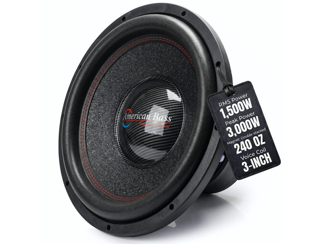 Hawk 15' Car Subwoofer, 4 Ohm, 3000W Max High Power Handling, Deep Bass Performance, Durable Construction, Car Audio Upgrade