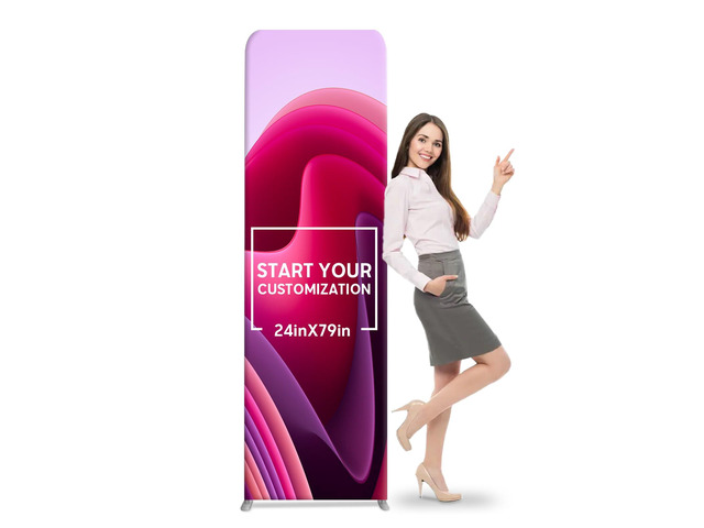 Custom Rectangle Trade Show Display Tension Fabric for Backdrop Frame and Banner Set - Double-Sided Printing 24 x 79