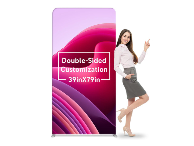 Custom Rectangle Trade Show Display Tension Fabric for Backdrop Frame and Banner Set - Double-Sided Printing for 39 x 79