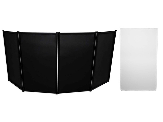 RFAAC DJ Event Facade 4-Panel Booth with RSCFAW White Scrim Set Aluminum Frame, Black and White Scrims, 27.5' x 47.2' Panels, Foldable, Travel...