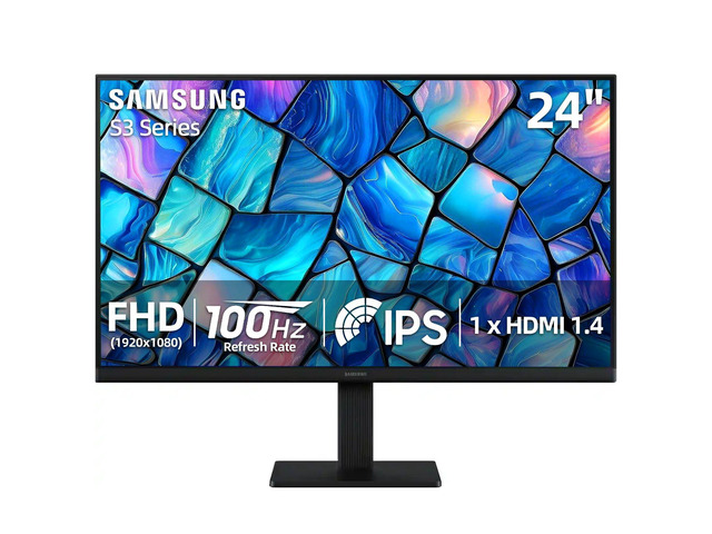 S3 24 inch IPS LED FHD (1920x1080) Monitor, 100Hz Refresh Rate, 5ms, Eye Care, Flicker-Free, Game Mode, Slim Design, HDMI & VGA, Tilt Adjustment,...