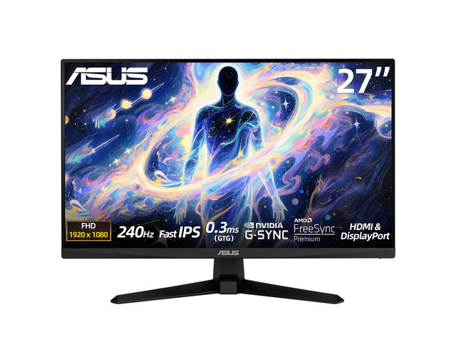 27' FHD Gaming Monitor, Fast IPS, 240Hz, 0.3ms, AMD FreeSync Premium, G-SYNC Compatible, HDR10, ELMB Sync, 99% sRGB, Eye Care, DisplayPort, HDMI,...
