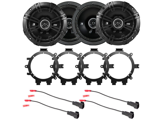 4X Kicker 6.5' 240 Watt 2-Way 4-Ohm Car Audio Coaxial Speakers with Enrock Speaker Mounting Brackets and Wire Harness Compatible with Select...