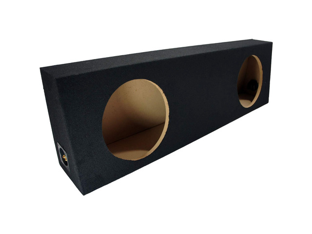 Dual 12 Inch Subwoofer Box Regular Cab Truck Sub Enclosure 5/8' MDF - ASC 2 woofer wedge design, angled behind-seat fit, empty speaker housing...