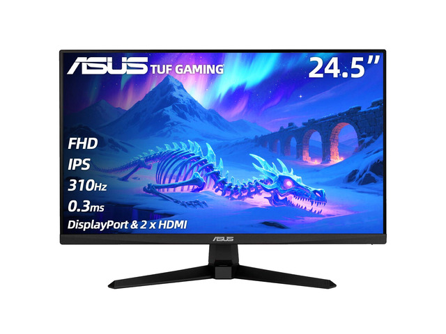TUF Gaming 24.5' FHD Monitor, 310Hz, 0.3ms, IPS, G-SYNC Compatible, FreeSync Premium, Extreme Low Motion Blur Sync, 99% sRGB, DisplayPort & 2 x...
