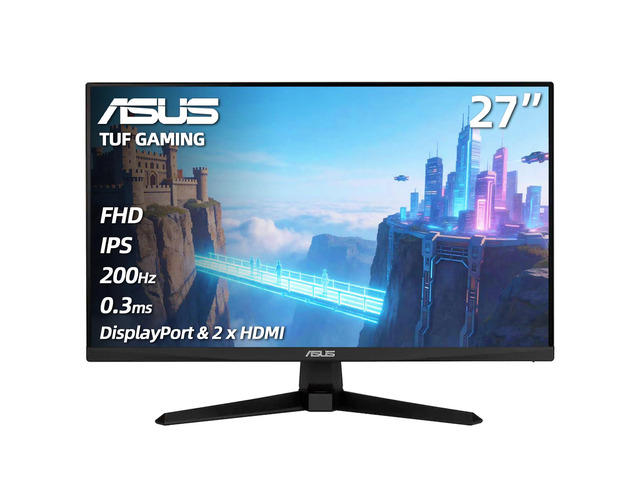 TUF Gaming 27' FHD Monitor, 200Hz, 0.3ms, Fast IPS, 99% sRGB, G-SYNC Compatible, ELMB, Gaming AI, AMD FreeSync, Low Blue Light, DisplayPort & 2 x...