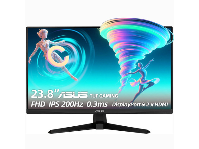 TUF Gaming 24' FHD Monitor, 200Hz, 0.3ms, Fast IPS, 99% sRGB, G-SYNC Compatible, ELMB, Gaming AI, AMD FreeSync, Low Blue Light, DisplayPort & 2 x...