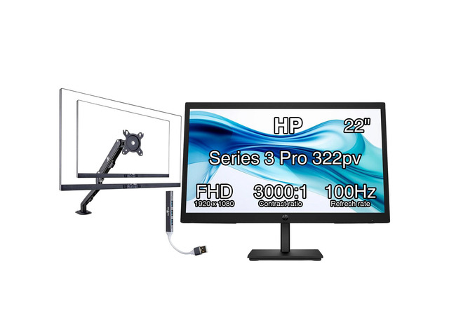 22' Series 3 Pro 322pv FHD VA Monitor with 5 ms Response Time, Anti-Glare, Flicker Free, VESA Mount (100x100mm), HDMI, VGA & Dockztorm USB, Black...