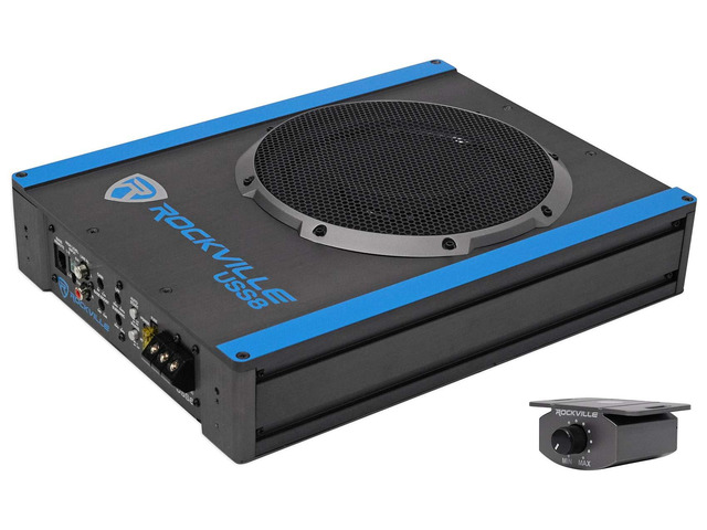 USS8 8' Slim Under-Seat Active Powered Car/Truck Subwoofer 600W Peak / 150W RMS, Bass Knob, CEA-2006 Compliant, RCA and High Level Inputs, Auto...