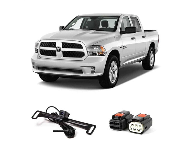 9002-7453 Dual Mount License Plate Backup Camera with Factory Tailgate Harness For 2017-Current RAM Trucks, Plug & Play Factory Tailgate Harness...