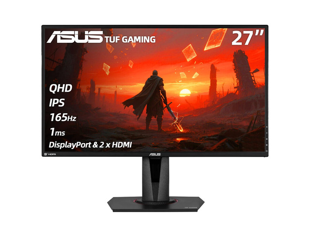 TUF Gaming 27' 2K HDR Monitor - QHD (2560 x 1440), 165Hz, 1ms, Extreme Low Motion Blur, Speaker, G-SYNC Compatible, DisplayPort & 2 x HDMI,...