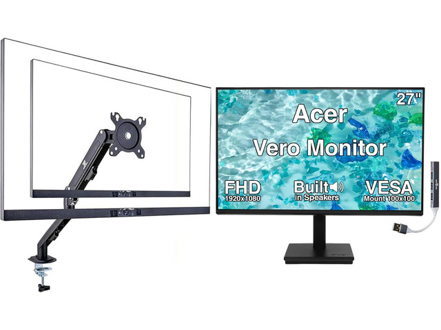 Vero 27' FHD 120Hz 4ms, USB-C Monitor w/Speakers, Anti-Glare With Cable Mgmt, VESA Mount (100mm), Displayport, HDMI & DKZ USB Expdr, EPEAT Gold &...