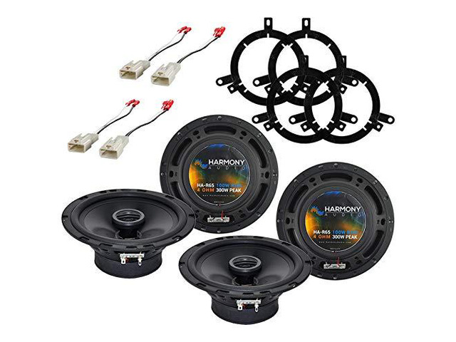 (2) 6.5' Speakers with Harness Fits 2003-2007 Toyota Sequoia Plug-in factory wiring adapter, 300W rhythm coaxial pair, no splicing needed, simple...