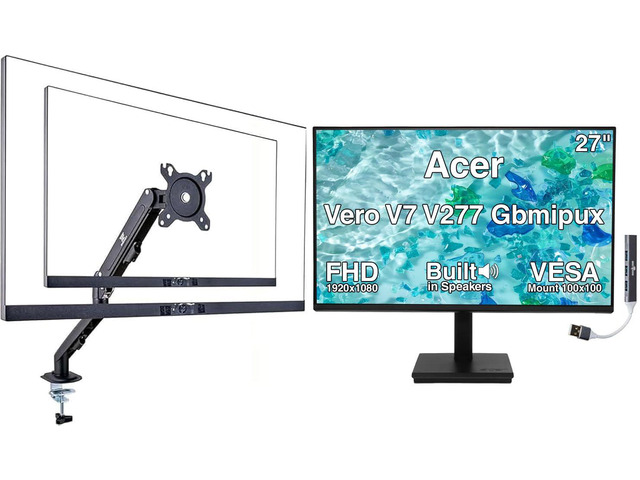 Vero 27' V277 FHD 120Hz 4ms, USB-C Monitor w/Speakers, Anti-Glare With Cable Mgmt, VESA Mount (100mm), Displayport, HDMI & DKZ USB Expdr, EPEAT...