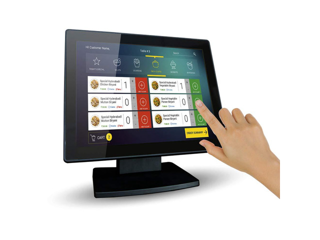 12-Inch Capacitive Multi-Touch POS TFT LED Touchscreen Monitor, True Flat Seamless Design with Adjustable POS Stand for Retail Restaurant, HDMI &...