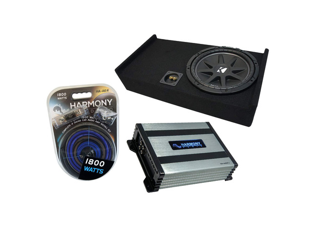 Compatible with 2009-2020 Ford F-150 Super Crew Truck Kicker Bundle Comp C12 Single 12' Sub Box Enclosure & Harmony HA-A400.1 Amp