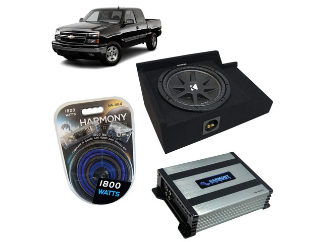 Kicker Comp C10 Single 10' Sub Box with Amp Fits 99-06 Silverado Ext Cab Matched mono power included, Loaded subwoofers pre-mounted for your...