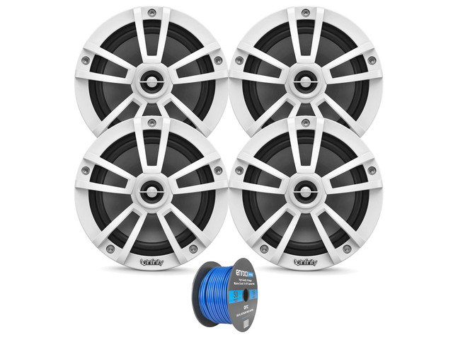 2 Pairs (Qty 4) of Infinity 6.5' 225 Watts Peak Power Water-Resistant Coaxial 2-Way Boat Outdoor Powersports Audio Speakers Bundle (Bulk Packaging)...