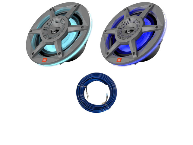 One Pair (Qty 2) of JBL Stadium SD62GAM 6.5' 300 Watt Max Power 2-Way RGB Illumination Gray Marine Audio Speakers (Bulk Packaging) Bundle Combo...