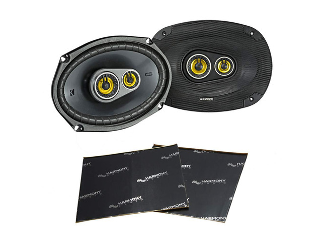 Kicker 46CSC6934 Car Audio 6x9 3-Way Full Range Stereo Speakers Pair CSC693 Bundle Sound Dampening Speaker Kit